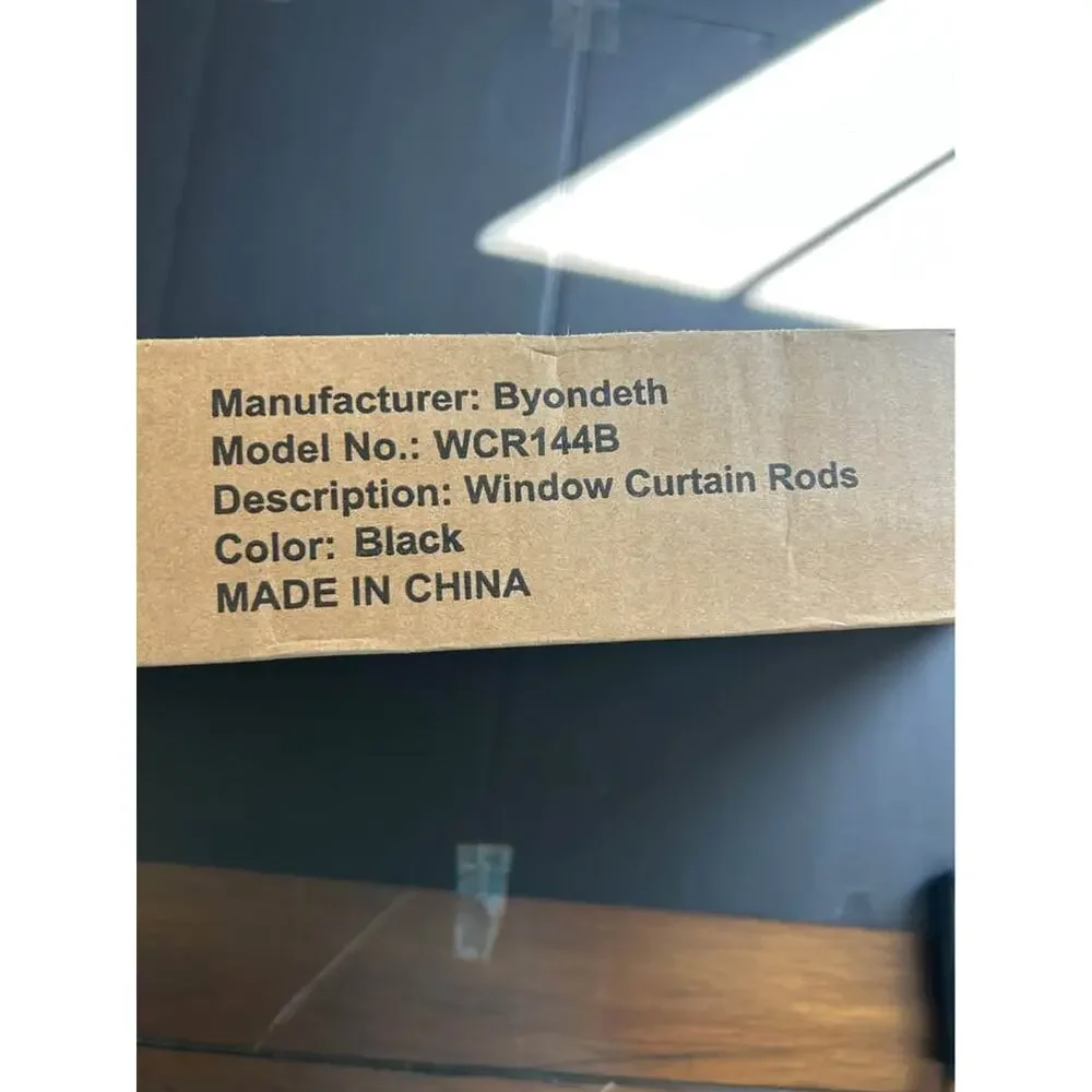 Byondeth WCR144B Black Window Curtain Rod Set Adjustable Hardware